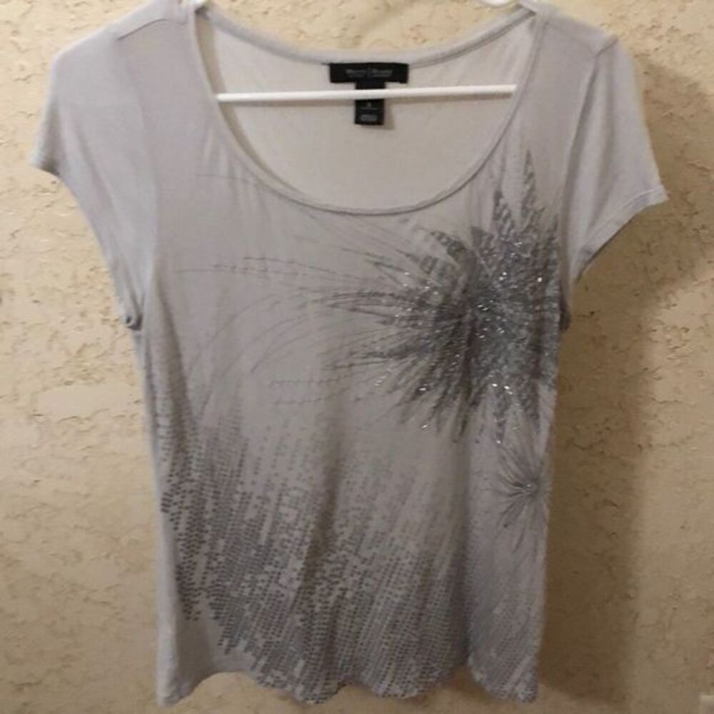 White House Black Market Short Sleeve Sequin Tee